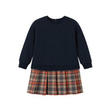 Nou Nelle Navy/Plaid Sweatshirt Dress