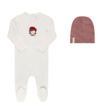 Ely's & Co Ivory French Girl Footie And Beanie Set