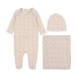 Mema Knits Winter White/ Pale Pink Fruit Print Take Me Home Set