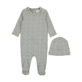 Mema Knits Powder Blue/ White Fruit Print Footie & Hat Set