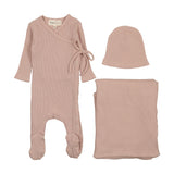 Mema Knits Dusty Pink Side Snap Ribbed Take Me Home Set