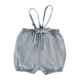 Analogie Blue Wash Bubble Suspender Shorts