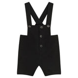 Pompomme Black Front Button Overalls