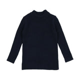 Lil Legs Navy Knit Mockneck