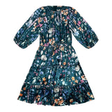 Alitsa Green Floral Tiered Velvet Dress