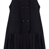 Lilou Black Collared Drop Pleated Jumper