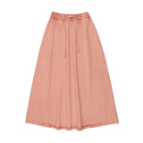 Kin Kin Pink Denim Maxi Drawstring Skirt