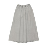 Kin Kin Blue Grey Denim Maxi Drawstring Skirt