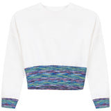 Kix White Striped Rib Sweatshirt