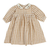 Analogie Golden Gingham 3/4 Sleeves Dress