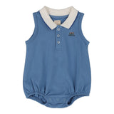 Analogie Light Blue Sleeveless Polo Romper