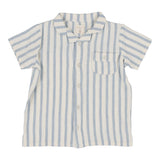 Analogie Blue Linen Stripe Button Down Shirt