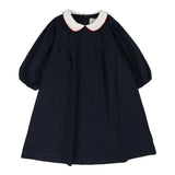 Analogie Navy Three Quarter Puff Sleeve Dress