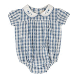 Analogie Bright Blue Gingham Girls Romper