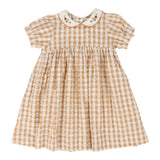 Analogie Golden Gingham Short Sleeve Dress