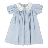 Analogie Light Blue Short Sleeve Windowpane Dress