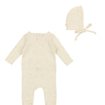 Lilette CreamSand Pointelle Footie & Bonnet Set