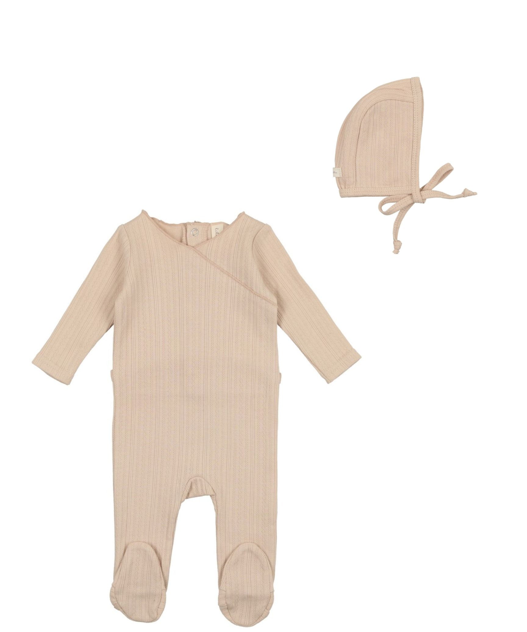 Lilette Petal Pointelle Footie & Bonnet Set