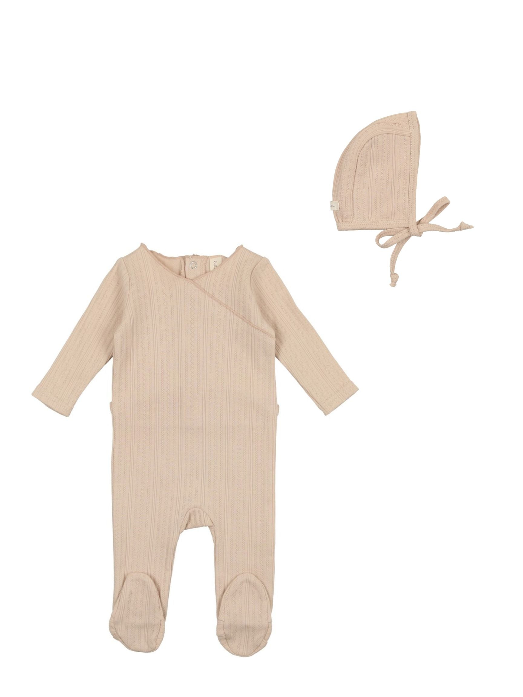 Lilette Petal Pointelle Footie & Bonnet Set