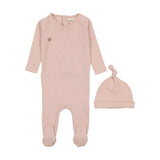 Mema Marshmallow/Peach Dust Thin Striped Footie & Beanie