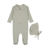 Mema Mint Green Pointelle Footie Set