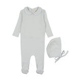 Mema Light Blue Pointelle Footie Set