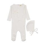 Mema Winter White Pointelle Heart Footie Set