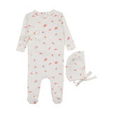 Mema Floral Pink Pointelle Side Snap Footie Set