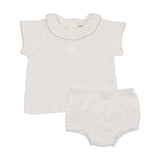 Mema Winter White/Rose Gauze Collared Set