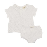 Mema Winter White/Faded Denim Gauze Peter Pan Collared Set