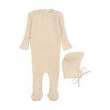 Mema Peach Dust Picot Edge Textured Footie Set