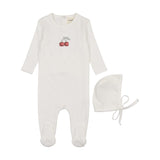 Mema Winter White/Red Cherry Footie Set