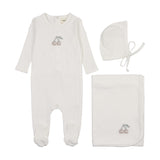 Mema Winter White/Taupe Cherry Embroidered Cherry Take Me Home Set