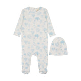 Mema Blue Toile Print Footie Set