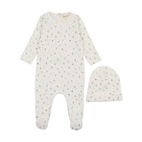 Mema Floral Blue Polka Dot Footie Set