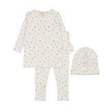 Mema Floral Blue Polka Dot Set & Beanie