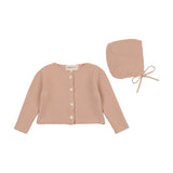 Mema Peach Dust Knit Cardigan & Bonnet