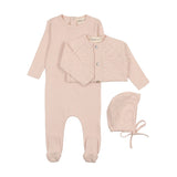 Mema Mauve Pointelle Footie Cardigan Set