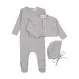 Mema Light Blue Pointelle Footie & Cardigan Set