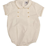 Noma White/Beige Contrast Binding Romper