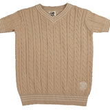 Noma Beige Emblem Cable V-Neck Top