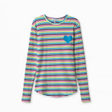 No Name Blue Stripe Heart Tee