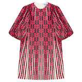 Pompomme Black/Fuchsia Printed Pleated Dress