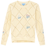 Pompomme Pale Banana Embroidered Sweater