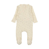 Lilette Milk/Taupe Printed Pointelle Wrap Footie