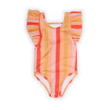 Sproet & Sprout Nectarine Ruffle Stripes Swimsuit