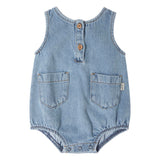 Tocoto Vintage Denim Pocket Romper