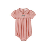 Nou Nelle Pink Embroidered Scalloped Romper