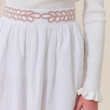 Soir White Thin Rib Knit Sweater