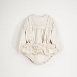 Popelin Off White Embroidered Frill Set